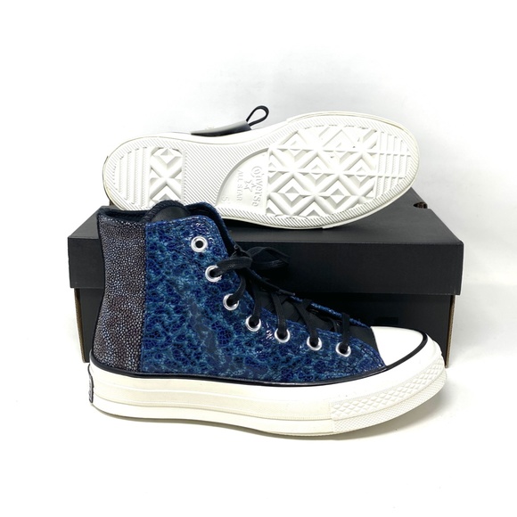 Converse Chuck 70 All Star High Top Men's Blue Canvas Leather Sneakers A01084C - Picture 5 of 10